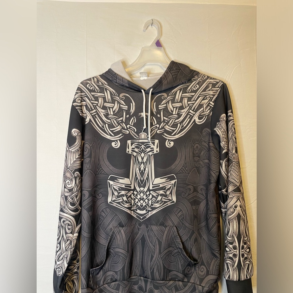 Devin-Du Men's 3XL Graphic Hoodie Hooded Sweatshirts Black White 1864